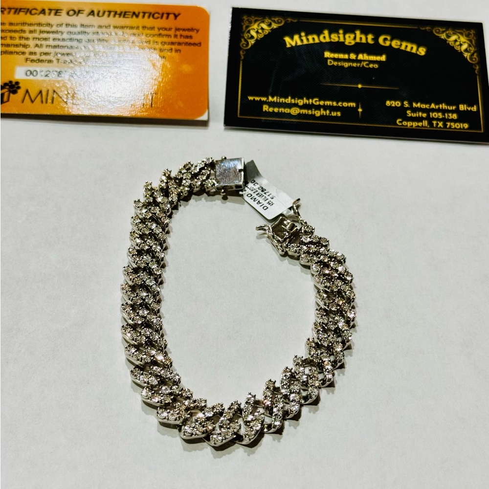 Real Diamond Cuban Link Bracelet, FREE APPRAISAL, Natural Earth Mined Diamonds, - Picture 8 of 8